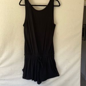 Black rayon short romper